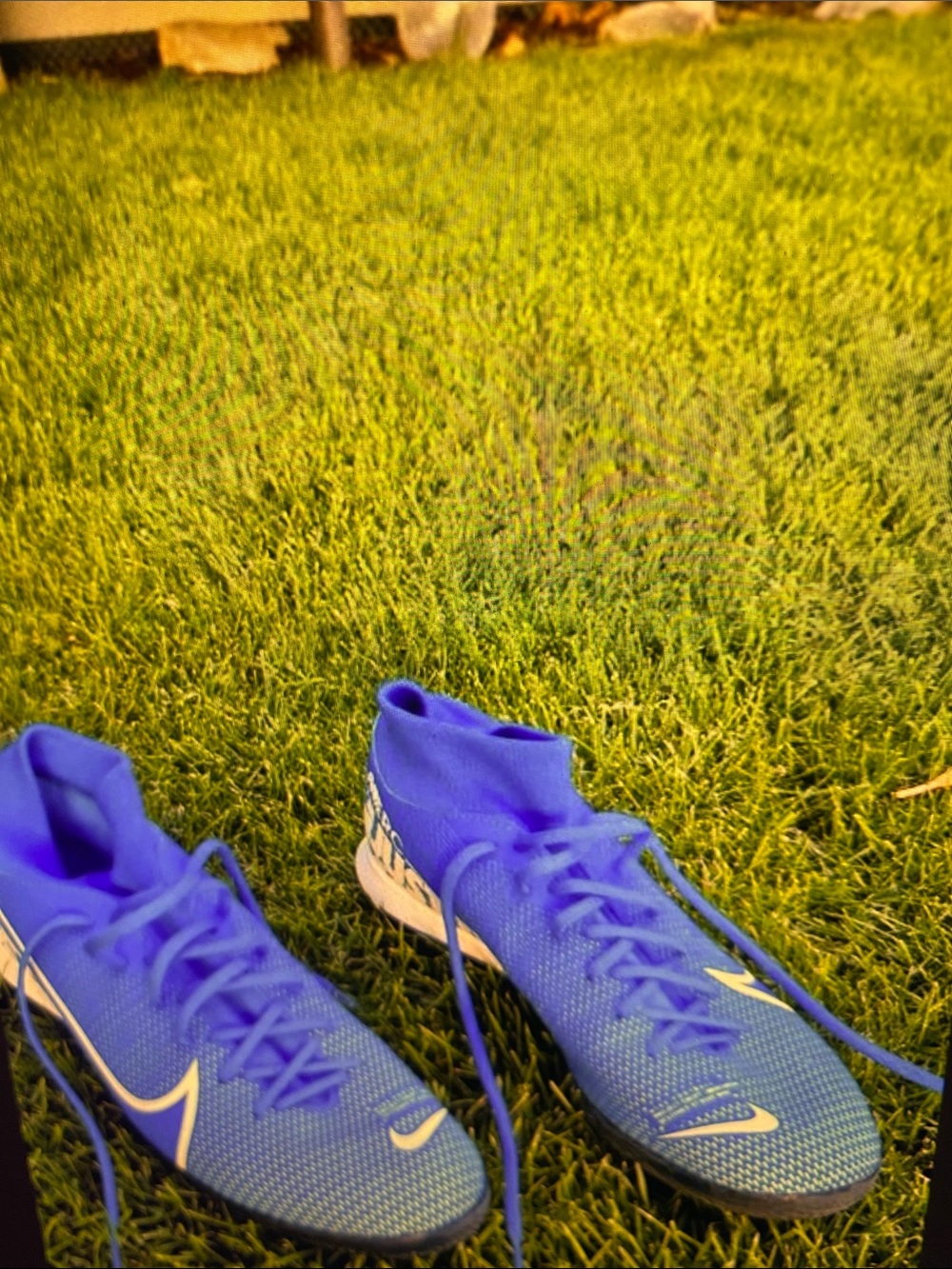 Nike Purple-Blue Turf Soccer Cleats with Mid Ankle Collar